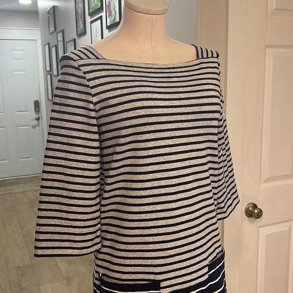 JOULES Mariners gray and navy striped cotton shift dress - Picture 3 of 15